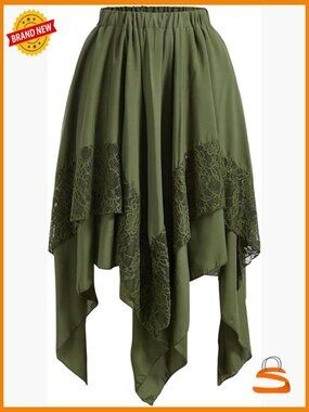 Renaissance Pirate Skirt Asymmetrical High Low Midi Steampunk